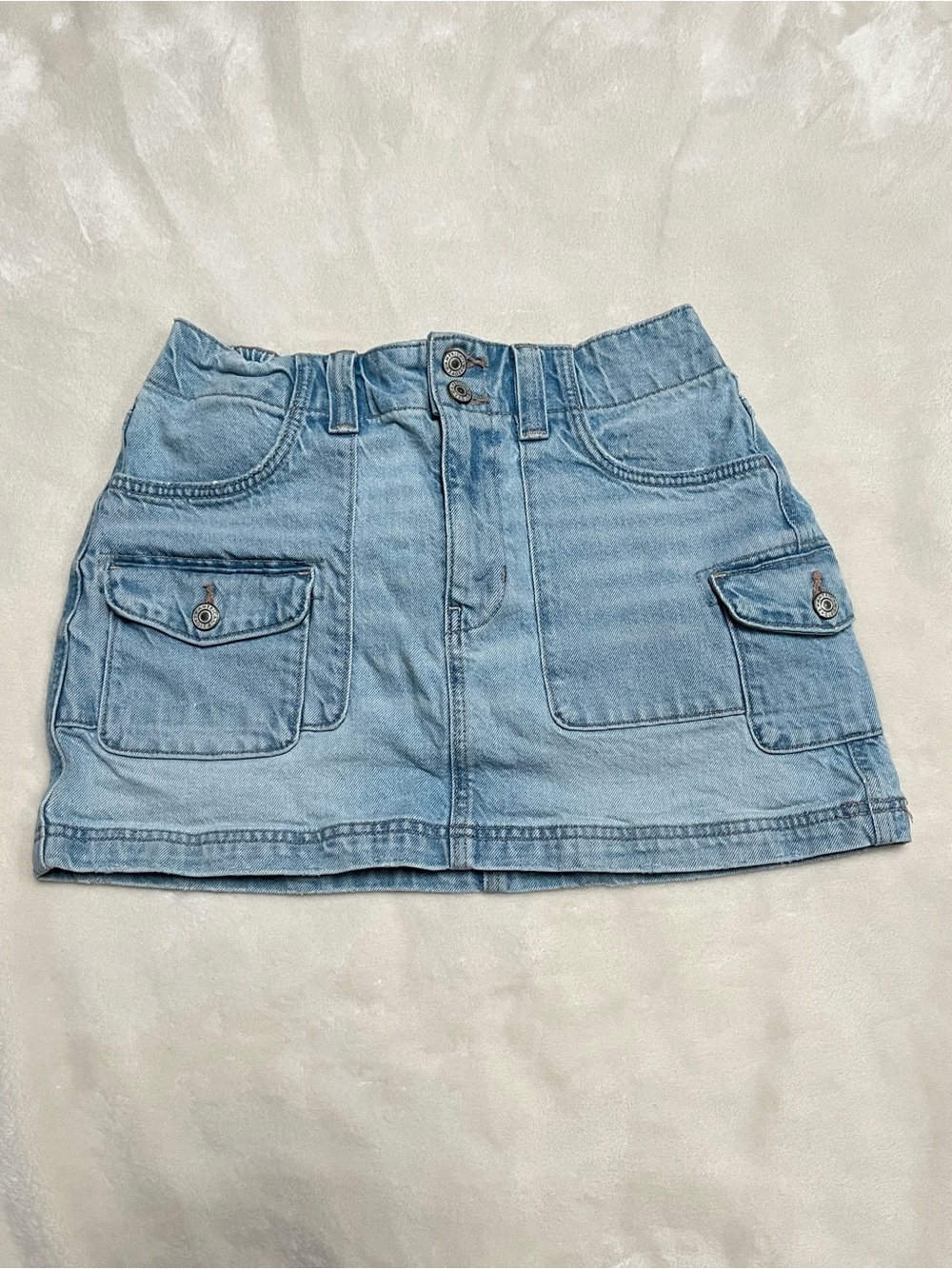 American Eagle Light Blue Denim Cargo Mini Skirt Sz 6
